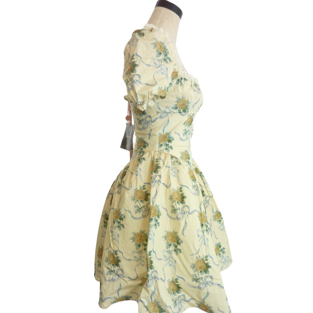 NWT House of CB Rosie Floral Dress Size S Rosie Puff Sleeve Cotton Mini Sundress - Picture 3 of 9